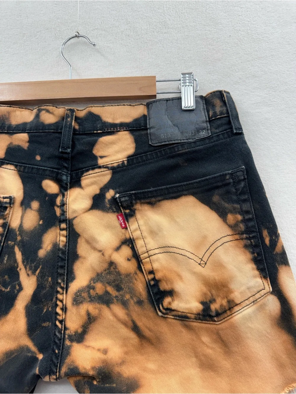 Levi's 513 Mens 33 Shorts Black Tie Dye Denim Cutoff